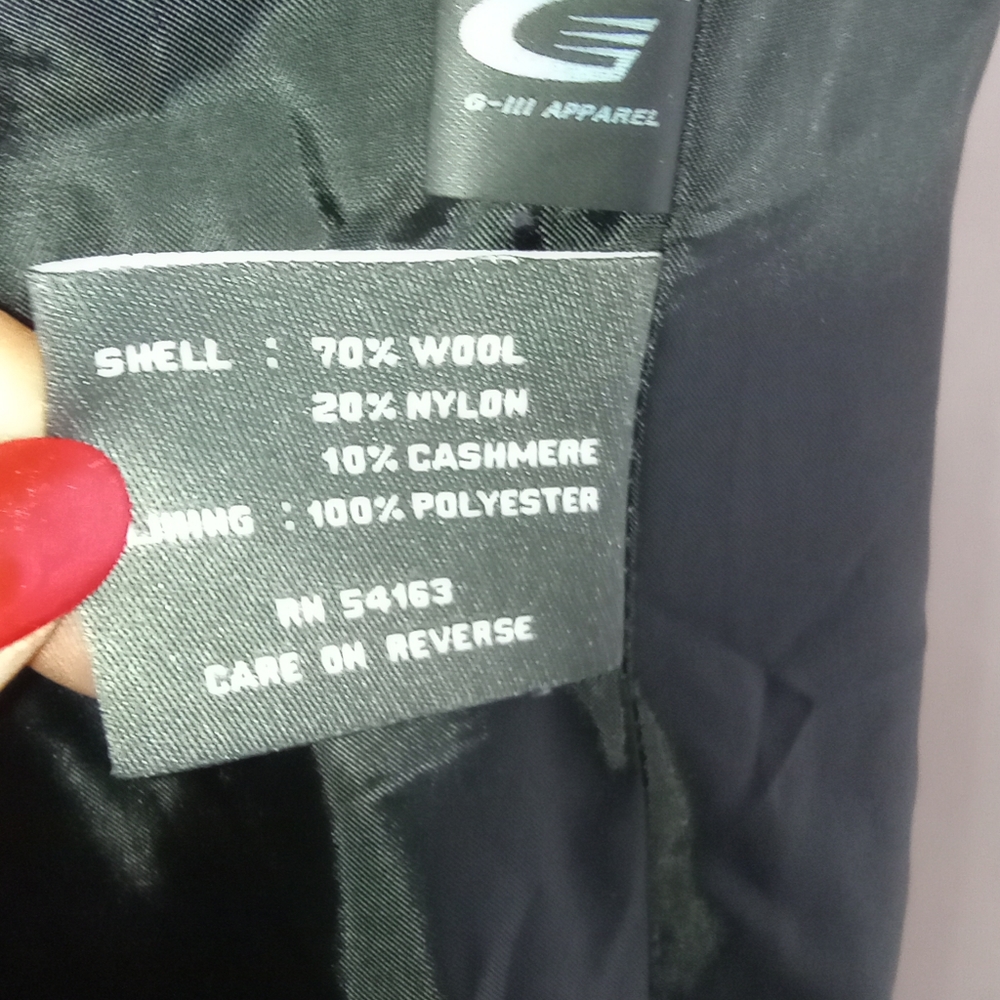 Kenneth Cole Size 10 Dark Navy Cashmere & Wool-Blend Pleated Back Chain Coat - Picture 10 of 10